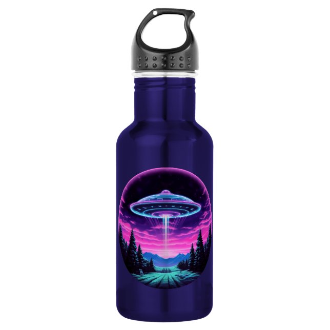 Alien Spaceship Retro Futuristic 532 Ml Water Bottle (Front)