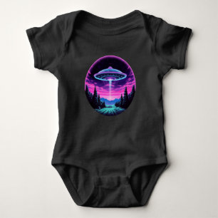 Alien Spaceship Retro Futuristic Baby Bodysuit
