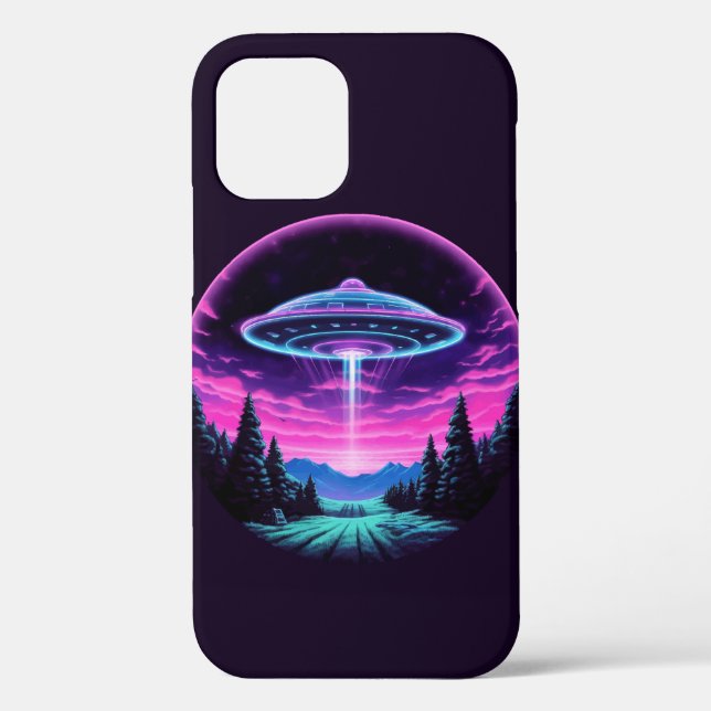 Alien Spaceship Retro Futuristic Case-Mate iPhone Case (Back)
