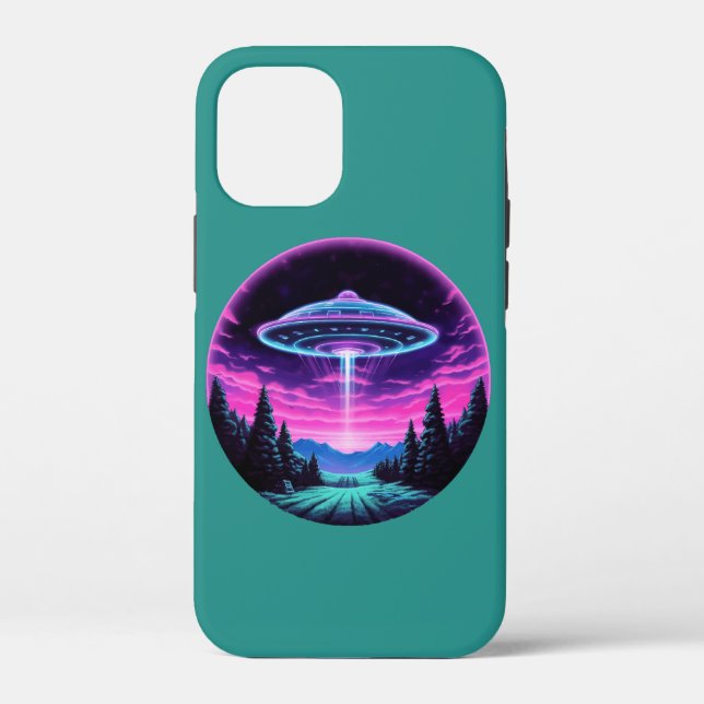 Alien Spaceship Retro Futuristic Case-Mate iPhone Case (Back)
