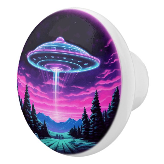 Alien Spaceship Retro Futuristic Ceramic Knob (Right)