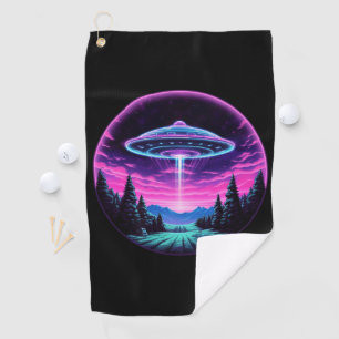 Alien Spaceship Retro Futuristic Golf Towel