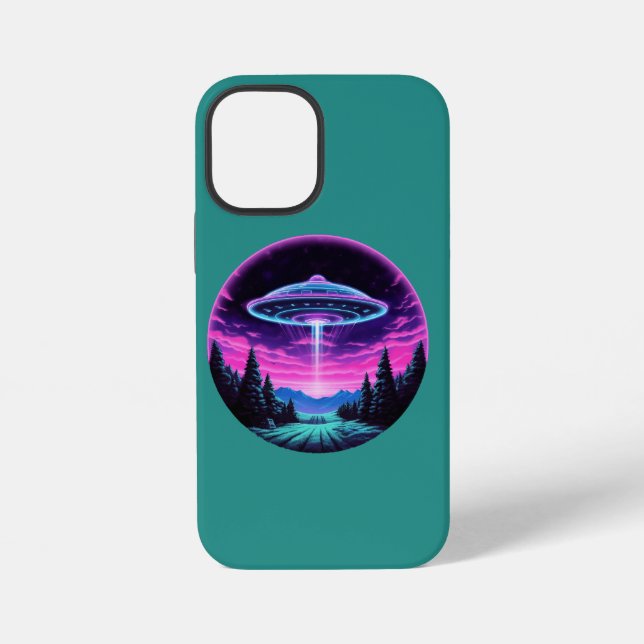 Alien Spaceship Retro Futuristic iPhone Case (Back)