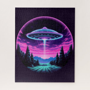 Alien Spaceship Retro Futuristic Jigsaw Puzzle