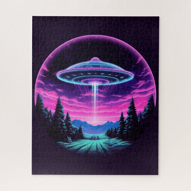 Alien Spaceship Retro Futuristic Jigsaw Puzzle (Vertical)