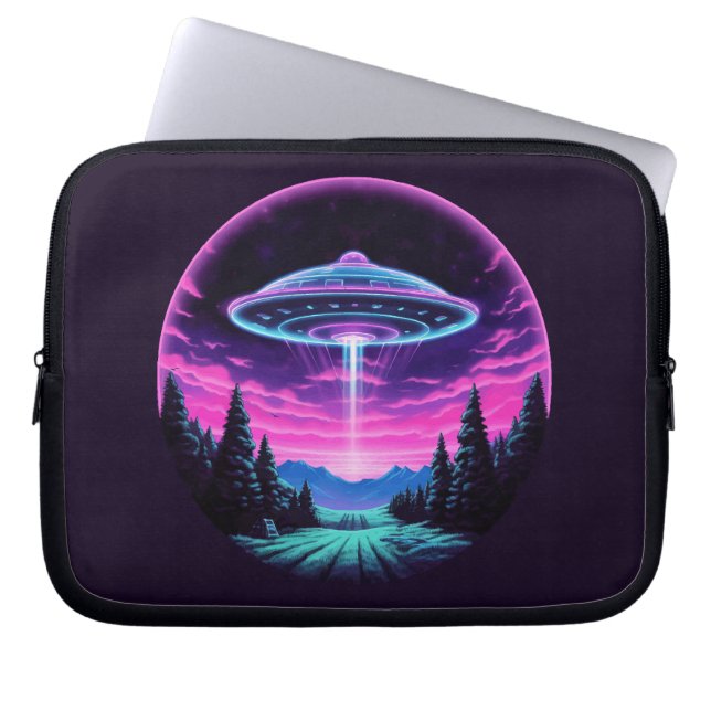 Alien Spaceship Retro Futuristic Laptop Sleeve (Front)