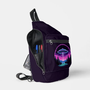 Alien Spaceship Retro Futuristic Sling Bag