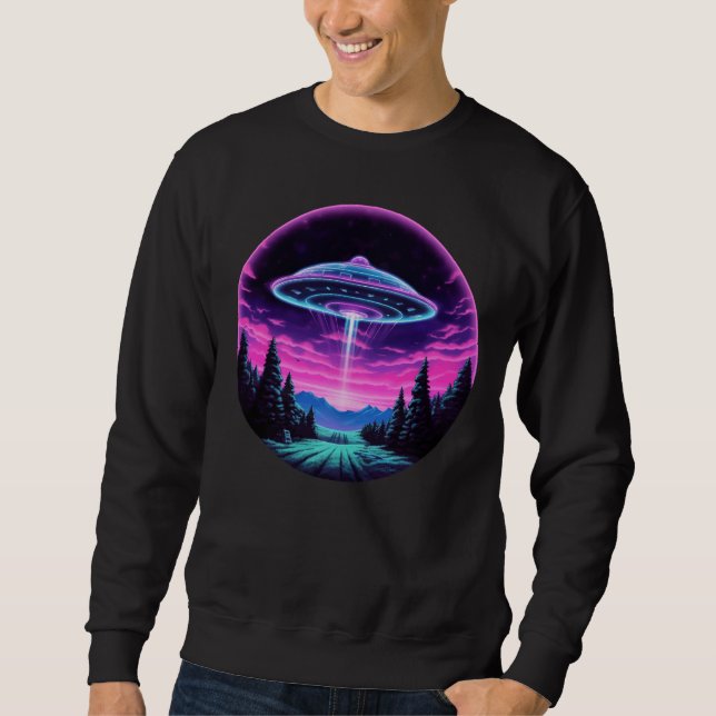 Alien Spaceship Retro Futuristic Sweatshirt (Front)
