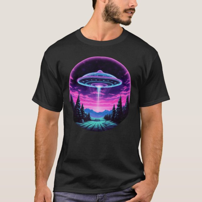Alien Spaceship Retro Futuristic T-Shirt (Front)