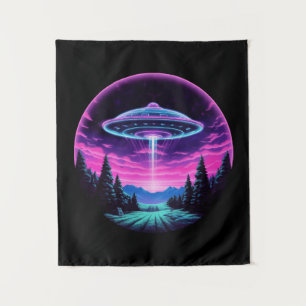 Alien Spaceship Retro Futuristic Tapestry