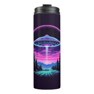 Alien Spaceship Retro Futuristic Thermal Tumbler
