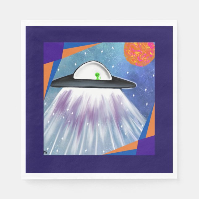 Alien spaceship UFO Space  Napkin (Front)