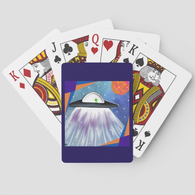 Alien spaceship UFO Space  Playing Cards (Back)