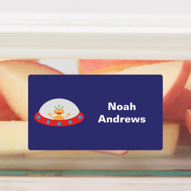 Alien Spaceship Waterproof Name Labels for School (Affixed)