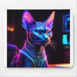 Alien Sphinx Cat Sits In his Captain's Chair Mouse Pad
