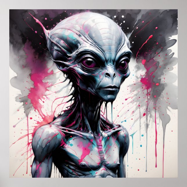 Alien Splash Paint Poster (Front)
