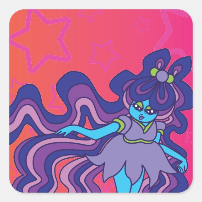 Alien Star Square Sticker (Front)