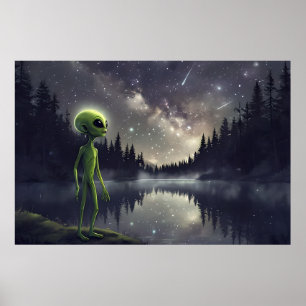 Alien Stargazer – Cosmic Lake Poster
