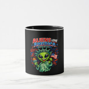 Alien Statue of Liberty 4th of July Mug