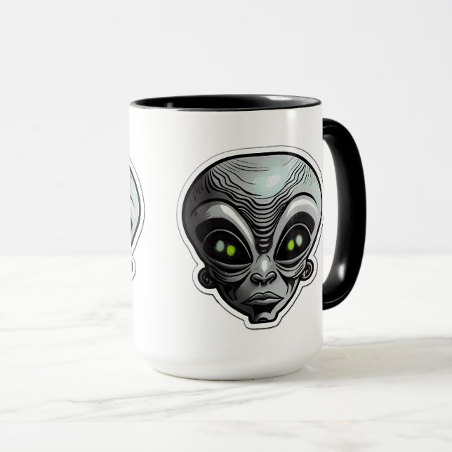 Alien Sticker Art Combo Mug, 15 oz  Mug (Front Right)