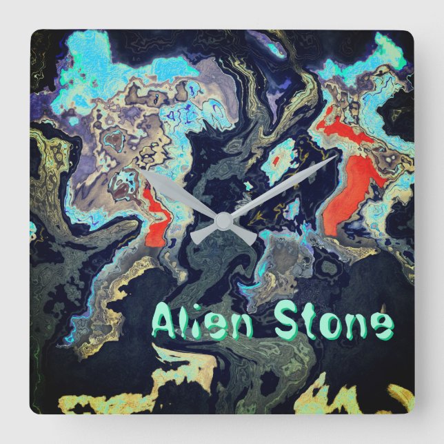 Alien Stone Exotic Customisable  Square Wall Clock (Front)