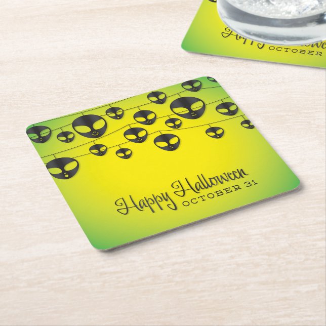 Alien string square paper coaster (Angled)