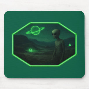 Alien Strolling Across A Dark Desolate Landscape Mouse Pad