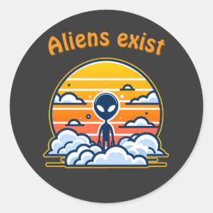Alien Sunset Aesthetic Sci-Fi Alien Sunset Classic Round Sticker