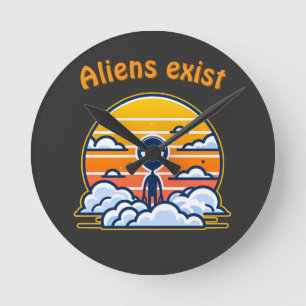 Alien Sunset Aesthetic   Sci-Fi Alien Sunset  Round Clock