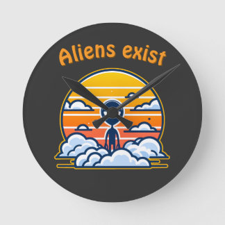 Alien Sunset Aesthetic | Sci-Fi Alien Sunset Round Clock