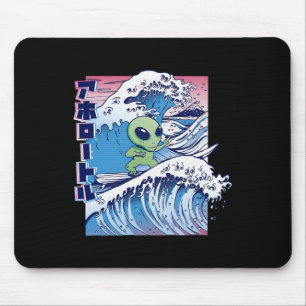Alien Surf Cartoon Surfing Beach Sea Ocean Wave Me Mouse Pad