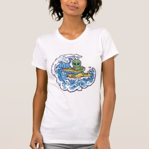 Alien Surfs With Pride Flag T-Shirt