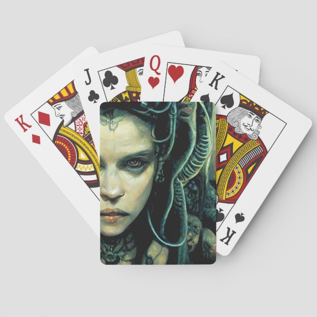 Alien Tech Girl Science Fiction Playing Cards (Back)