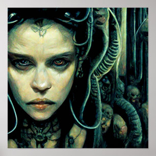 Alien Tech Girl Science Fiction Poster