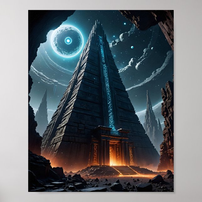 Alien Temple on Asteroid Poster (Front)