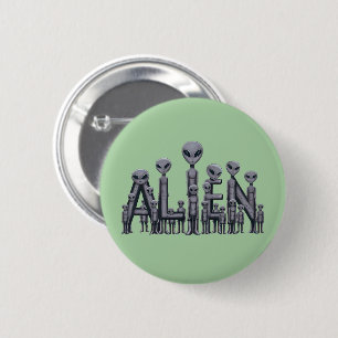 Alien Text 6 Cm Round Badge