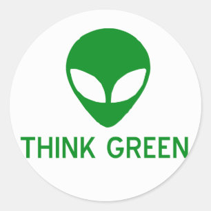 Alien Think Green Stickers