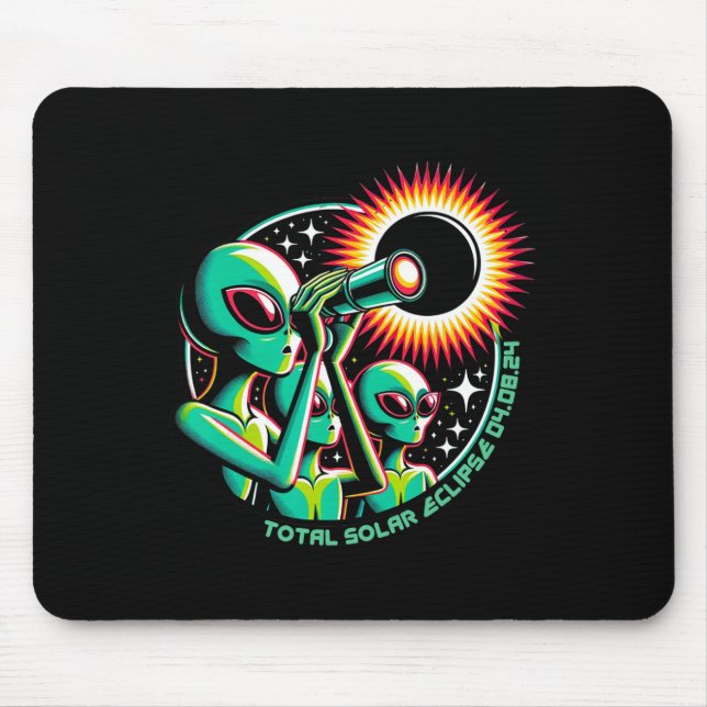 Alien Total Solar Eclipse 4.08.2024 Apparel  Mouse Pad (Front)