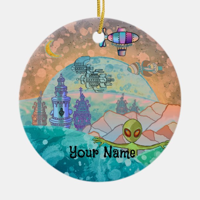 Alien  Tower City Ceramic Ornament (Front)