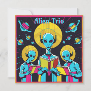 Alien Trio - A Group Of Three Alien Singers Holiday Card