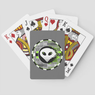 Alien TV Round playing cards grey