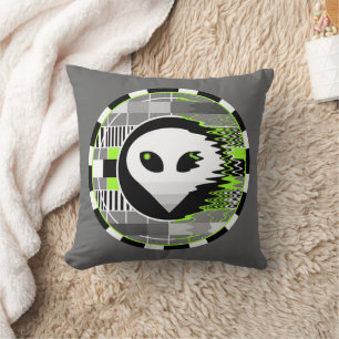 Alien TV Round throw pillow grey square
