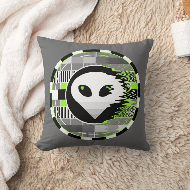 Alien TV Round throw pillow grey square (Blanket)