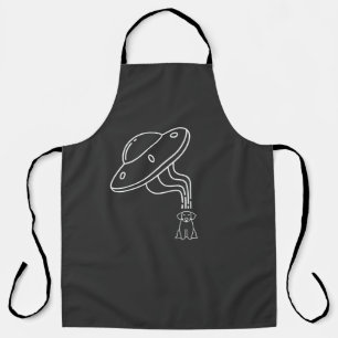 Alien UFO Abducting A Dog Puppy  Apron