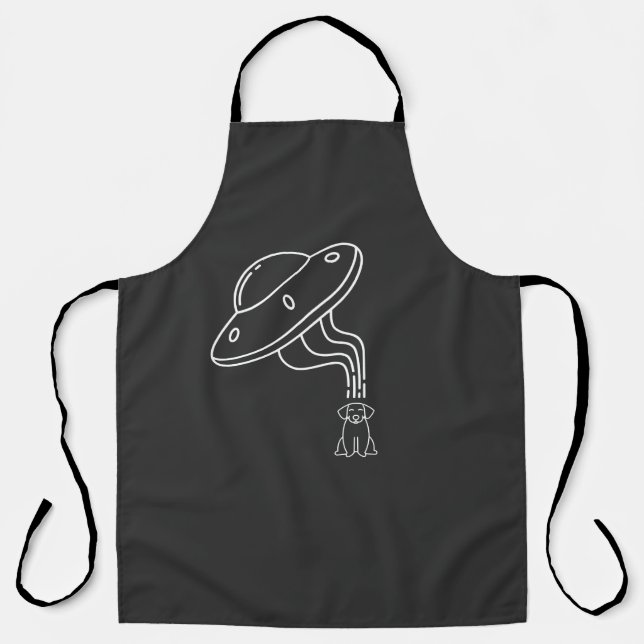 Alien UFO Abducting A Dog Puppy  Apron (Front)