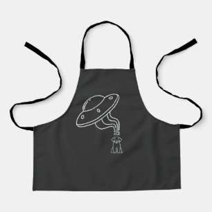Alien UFO Abducting A Dog Puppy Apron