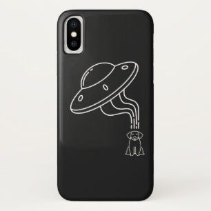 Alien UFO Abducting A Dog Puppy iPhone X Case