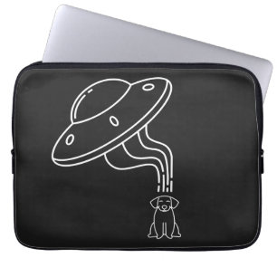 Alien UFO Abducting A Dog Puppy  Laptop Sleeve