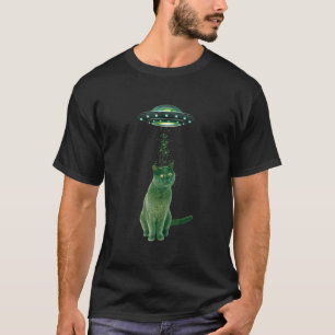 Alien UFO Abduction Cat Kids T-Shirt