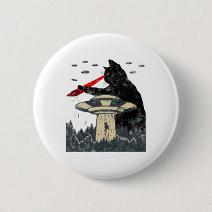Alien Ufo Abduction Laser Eye Funny Cat 6 Cm Round Badge